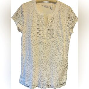 🔥🤍NWOT Isaac Mizrahi LIVE white tunic top.  Simply gorgeous! Fully lined